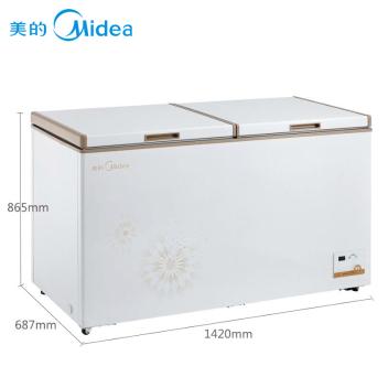 美的(Midea)BD/BC-415DKEM 415升 双门冷冻冷藏冷柜 单温卧式冰柜冷冻冷藏转换冷柜 时尚金(BD/BC-415DKEM 白色)